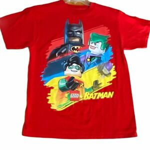 Lego Batman T Shirt Youth Size Large Red Short Sleeve Cotton